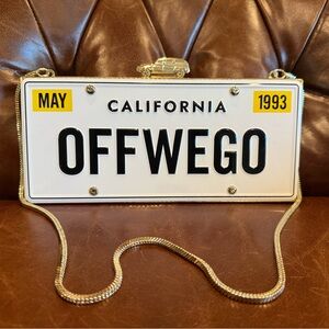 🚗 Kate Spade Off We Go License Plate Clutch Bag with Goldtone Strap